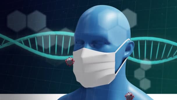 Animation Von Rotierenden Dna Strängen Und Covid Zellen Die Sich — Stockvideo