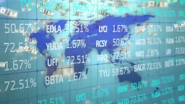 Digitale Animatie Van Aandelenmarkt Gegevensverwerking Meer Dan Amerikaanse Dollars Vallen — Stockvideo