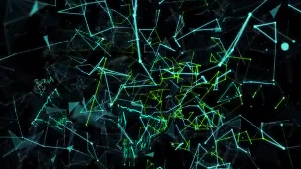 Digitale Animatie Van Neon Netwerk Van Verbindingen Veelkleurige Plexus Netwerken — Stockvideo