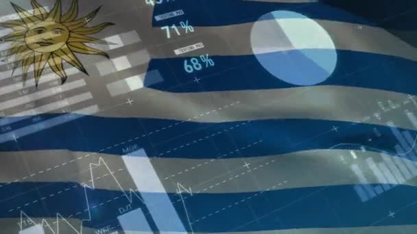 アルゼンチンの旗を振ってグリッドライン上の財務データ処理のデジタル複合ビデオ 世界経済の株式市場の概念 — ストック動画