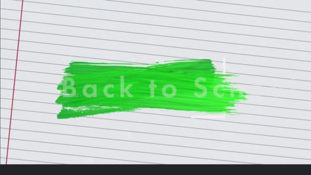 Animation Von Text Back School Und Schulpiktogrammen Auf Weißem Hintergrund — Stockvideo