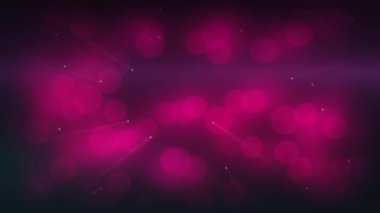 Hipnotik hareketler içinde yüzen parlak pembe ışık lekelerinin canlandırılması. Karanlık bir arka planda pırıl pırıl parlayan lensler. Işık, renk ve hareket kavramı dijital olarak oluşturuldu.