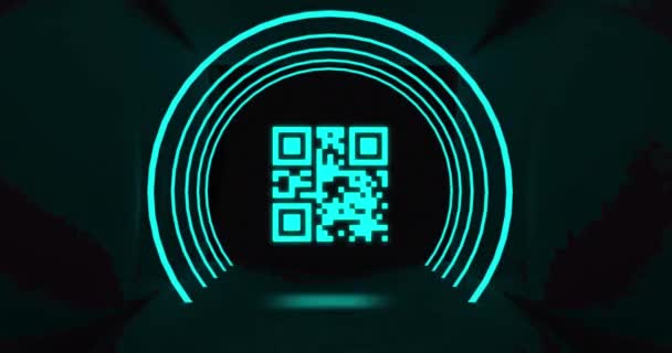 Animation Flickering Green Code Green Neon Circles Green Background Information — Stock Video