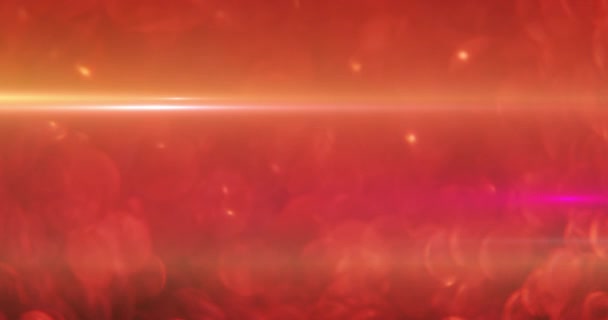 Animação Manchas Vermelhas Brilhantes Luz Bokeh Flutuando Com Feixes Laranja — Vídeo de Stock