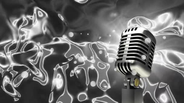 Animáció Retro Mikrofon Szürke Folyékony Fém Ezüst Formák Mozgó Hipnotikus — Stock videók