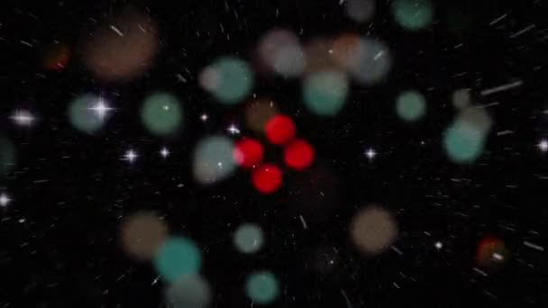 Animación Manchas Coloridas Luz Bokeh Girando Con Estrellas Brillantes Senderos — Vídeos de Stock