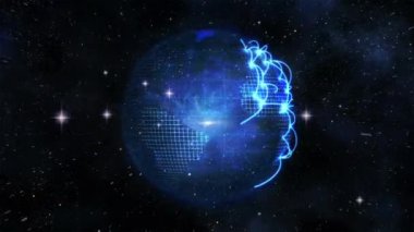 Dünya gezegeninin animasyonu mavi ışık yollarıyla parlayan ışık noktalarıyla dönüyor ve yıldızlar hipnotik hareketlerle kusursuz bir döngü içinde hareket ediyorlar. Renk ve hareket kavramı dijital olarak oluşturuldu.