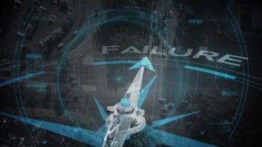 Finansal veri işleme animasyonu arka planda bir otoyolun havadan görüntüsü üzerinde. Küresel işletme finans ağı arayüzü dijital bileşimi.