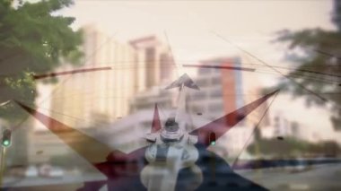 Finansal veri işleme animasyonu arka planda yürüyen insanların zaman çizelgesi üzerinde. Küresel işletme finans ağı arayüzü dijital bileşimi.