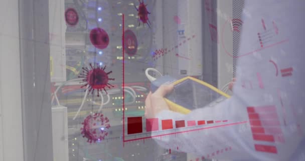 Animation Interface Numérique Avec Des Graphiques Des Cellules Coronavirus Sur — Video