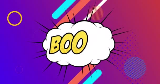 Animação Boom Texto Escrito Amarelo Sobre Bolha Fala Retrô Sobre — Vídeo de Stock