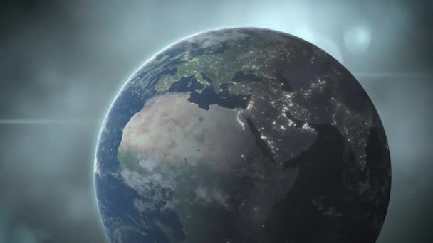Animação Planeta Terra Com Estrelas Amarelas Girando União Europeia Luz — Vídeo de Stock