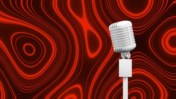 Animation Retro Microphone Bright Liquid Red Shapes Moving Hypnotic Motion — Stock Video