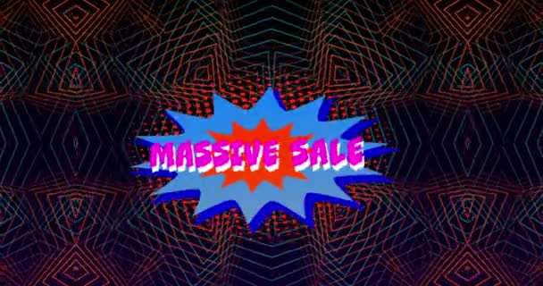 Animation Des Massive Sale Textes Rosa Auf Retro Sprechblase Über — Stockvideo