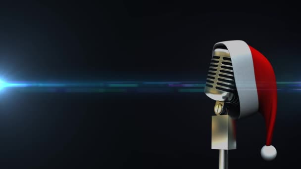 Анимация Ретро Микрофона Синим Пятном Света Светлой Дорожкой Движущейся Гипнотическом — стоковое видео