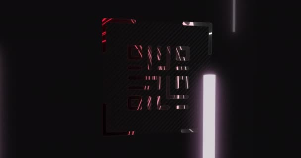 在黑色背景上扫描发光的红色和粉色Qr代码动画 信息接口数字计算机技术概念数字生成图像 — 图库视频影像