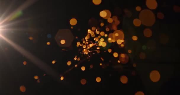 Animation Glowing Orange Sparks Light Flowing Hypnotic Motion Lens Flare — Stock Video