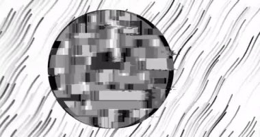 Beyaz arka planda kusursuz döngü içinde hipnotik hareketlerle hareket eden çoklu siyah ışık yolu olan odak çemberlerinin animasyonu. Renk ışığı ve hareket kavramı dijital olarak oluşturuldu.