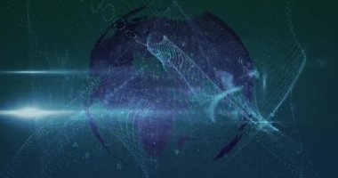 Çevrimiçi dijital güvenlik kilidi animasyonu ve yeşil arka planda veri işleme sistemi. Dijital olarak oluşturulan küresel çevrimiçi güvenlik kavramı.