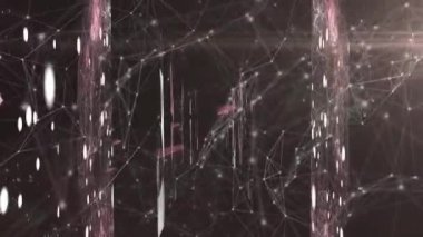 Dönen bağlantı ağıyla dijital arayüz veri işleme animasyonu. Küresel teknoloji çevrimiçi ağ konsepti dijital olarak oluşturulmuş görüntü.