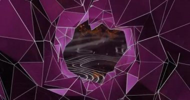 Birden fazla bağlantı ağının animasyonu, beyaz noktalar arka planda beyaz çizgiler olan kusursuz döngüde hipnotik hareket ediyor. Renk ışığı ve hareket kavramı dijital olarak oluşturuldu.