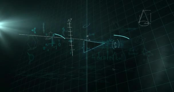 Animazione Equazioni Matematiche Che Galleggiano Sfondo Nero Istruzione Torna Concetto — Video Stock