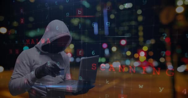 해커를 대상으로 사이버 경고와 네트워크상의 노트북 컴퓨터를 장갑의 디지털 인터페이스 — 비디오