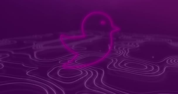 Анимация Мерцающей Неоновой Птицы Движущейся Гипнотическом Движении Бесшовной Петле Фиолетовыми — стоковое видео