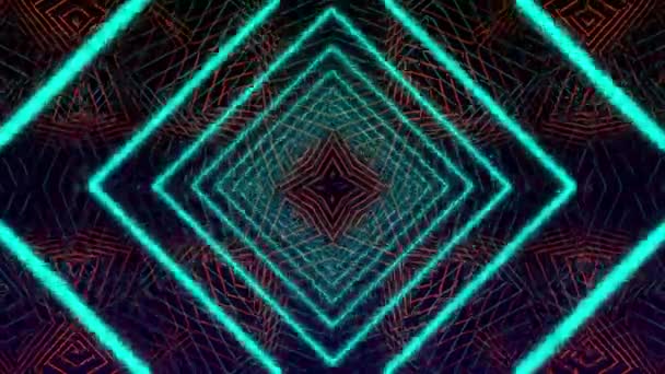Animatie Van Flikkerende Diamanten Kaleidoscoop Abstracte Groene Rode Vormen Bewegen — Stockvideo