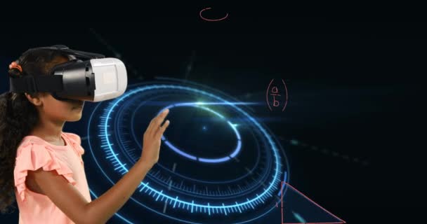 Animação Equações Matemáticas Globo Giratório Flutuando Sobre Criança Idade Escolar — Vídeo de Stock