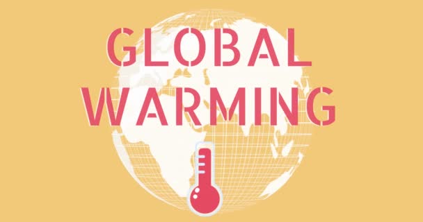 애니메이션 글로벌 Global Warming 빨강과 빨강의 온도계로 작성되어 지구를 위에서 — 비디오