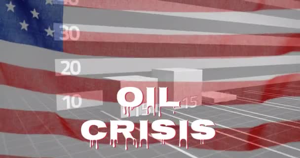 Animation Oil Crisis Szöveg Statisztikákkal Piros Vonal Nyíl Rögzítése Amerikai — Stock videók