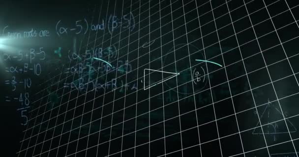 Animatie Van Wiskundige Vergelijkingen Zwevend Zwarte Achtergrond Onderwijs Terug Naar — Stockvideo