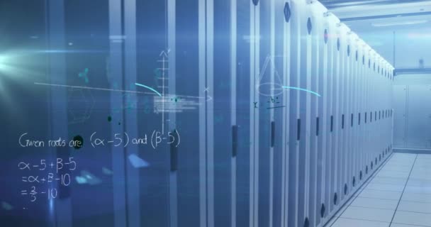 Animación Ecuaciones Matemáticas Manuscritas Estructuras Moleculares Que Mueven Través Una — Vídeo de stock