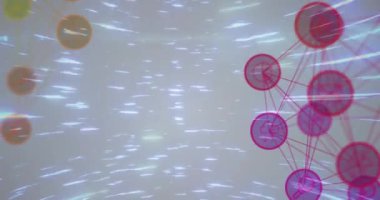 Parlak tüneldeki bağlantı ağıyla dijital arayüzün animasyonu. Küresel teknoloji ve bağlantı ağı konsepti dijital olarak oluşturulmuş görüntü.