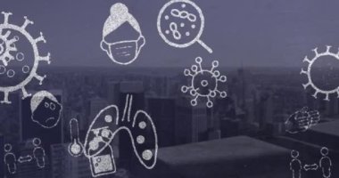 Arka planda birden fazla Covid 19 koronavirüs simgesinin hareket etmesi. Küresel koronavirüs Covid 19 salgın konsepti dijital olarak oluşturulmuş görüntü.