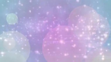 Mor arkaplan üzerinde hipnotik hareketler yapan birden fazla parlak pembe ve mor noktanın animasyonu. Renk ışığı ve hareket kavramı dijital olarak oluşturuldu.