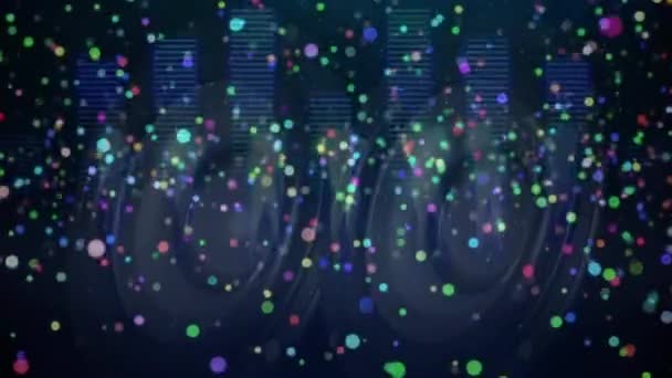 Animation Spots Lumineux Multicolores Avec Danseurs Haut Parleurs Égaliseur Musique — Video