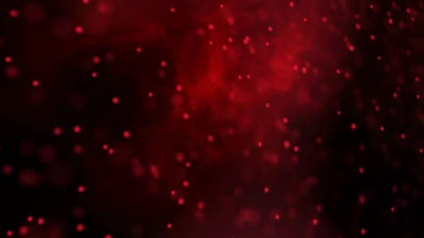 在发光的红色背景下 由白色颗粒形成的旋转三维Dna链的动画 全球医学研究科学概念数字生成图像 — 图库视频影像