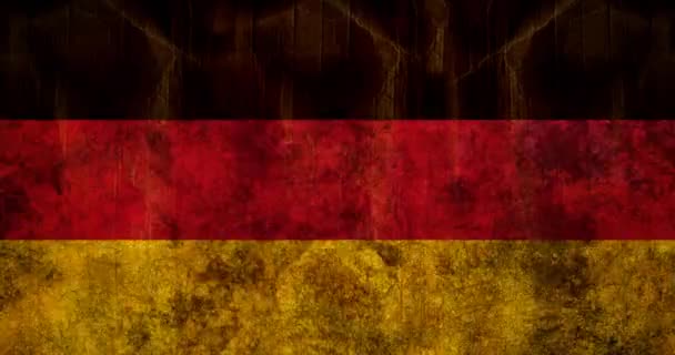 背景のドイツ国旗の上をシームレスにループさせながら 苦悩する模様をちらつきながらアニメーション化 ヴィンテージカラーと動きのコンセプトデジタル生成された画像 — ストック動画