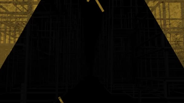 Анимация Рисунка Треугольника Черном Треугольным Рисунком Линии Движущимися Конструкциями Текстурированном — стоковое видео
