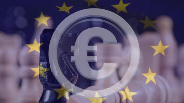 Animação Mapa Europa Bandeira União Europeia Com Estrelas Amarelas Xadrez — Vídeo de Stock