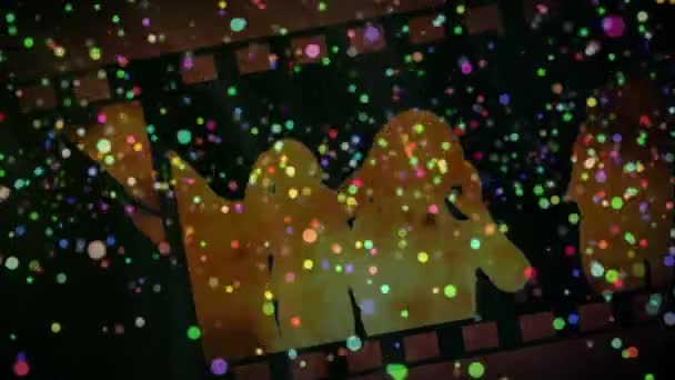 Animation Multicoloured Spots Light People Dancing Graphic Music Equalizer Moving — Stock Video