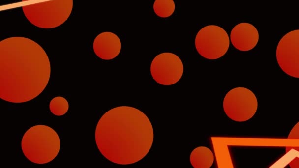 Animace Plovoucích Oranžových Koulí Pohyblivým Čtvercovým Dalekohledem Černém Pozadí Koncept — Stock video