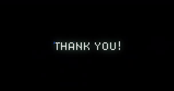 Animacja Ekranu Gry Wideo Migotaniem Dziękujemy Tekst Napisany Czcionką Cyfrową — Wideo stockowe