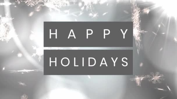 Animazione Testo Happy Holidays Con Più Fiocchi Neve Che Cadono — Video Stock