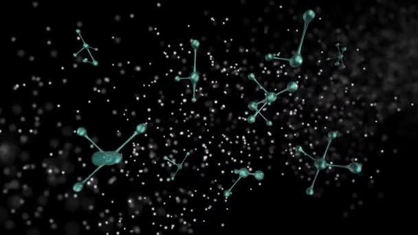 Animazione Molecole Filatura Filamento Dna Formata Particelle Bianche Sfondo Nero — Video Stock