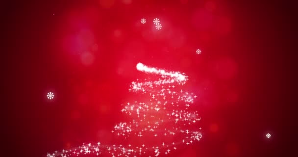 Animazione Stella Cadente Bianca Formando Modello Albero Natale Più Fiocchi — Video Stock