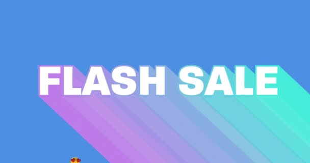 Animatie Van Flash Sale Tekst Regenboog Flash Met Rode Hart — Stockvideo