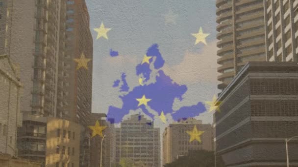 Animazione Della Mappa Dell Europa Bandiera Dell Unione Europea Con — Video Stock